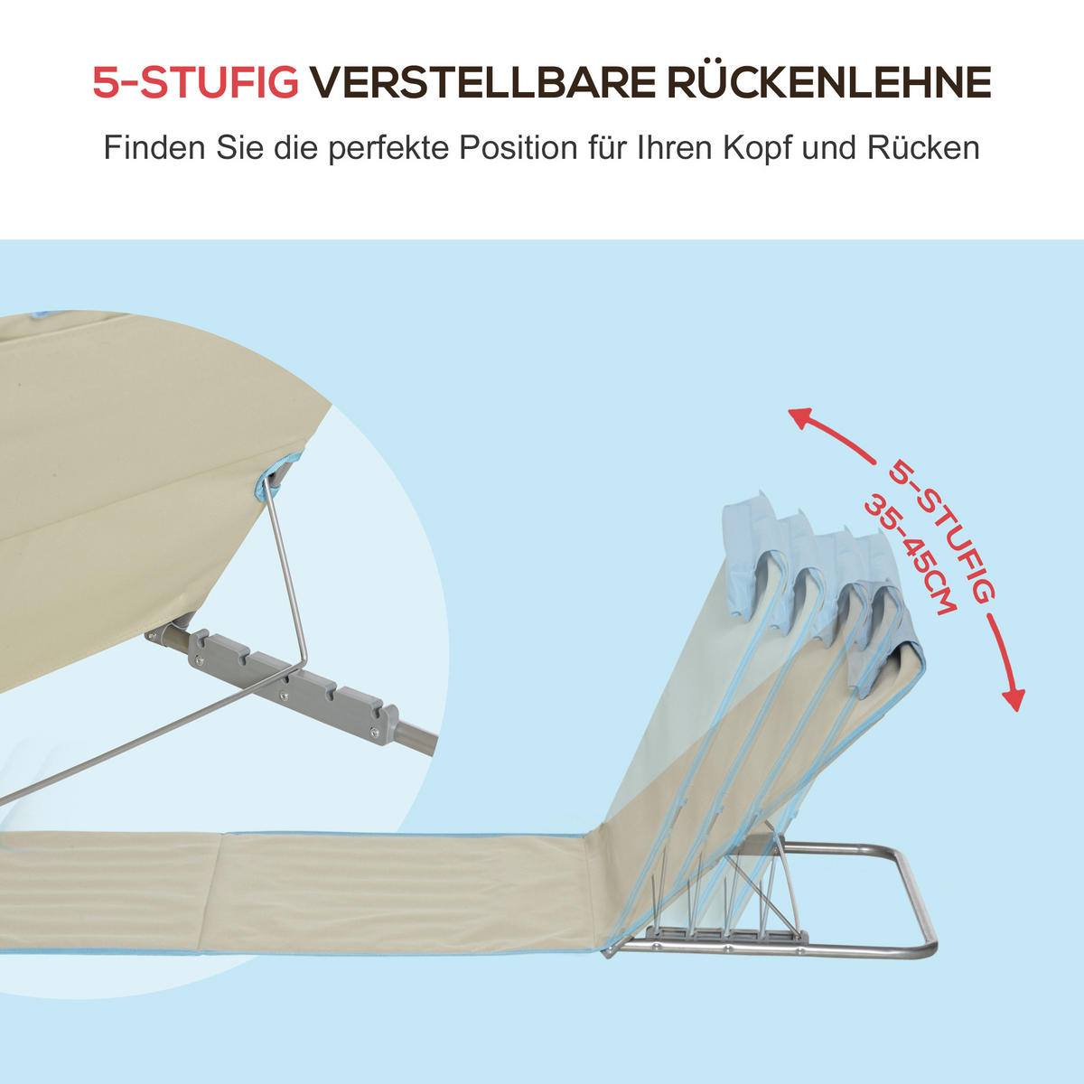 STRANDMATTE, 2er-Set, Beige, verstellbar und faltbar, 124L x 53B x 37-50H cm - Weiß, Metall (124/35/53cm) - Vallsero
