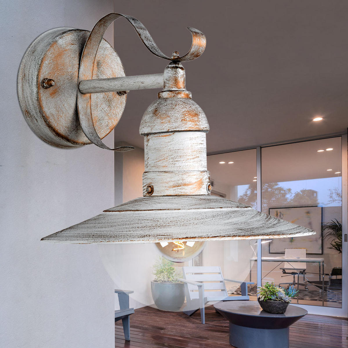 WANDLEUCHTE Landhausstil Weiß Gold - Weiß, Metall (27.2/24/25.6cm)