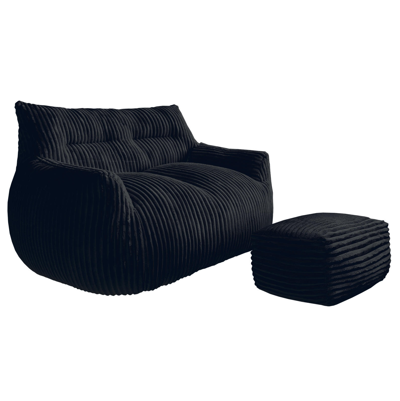 SITZSACK mit Memory-Foam Schwarz - Schwarz, Kunststoff (100/75/135cm) - Meubliv