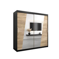 SCHWEBETÜRENSCHRANK 200/200/62 2-türig - Silberfarben/Schwarz, Holz/Kunststoff (200/200/62cm) - Abiks Möbel