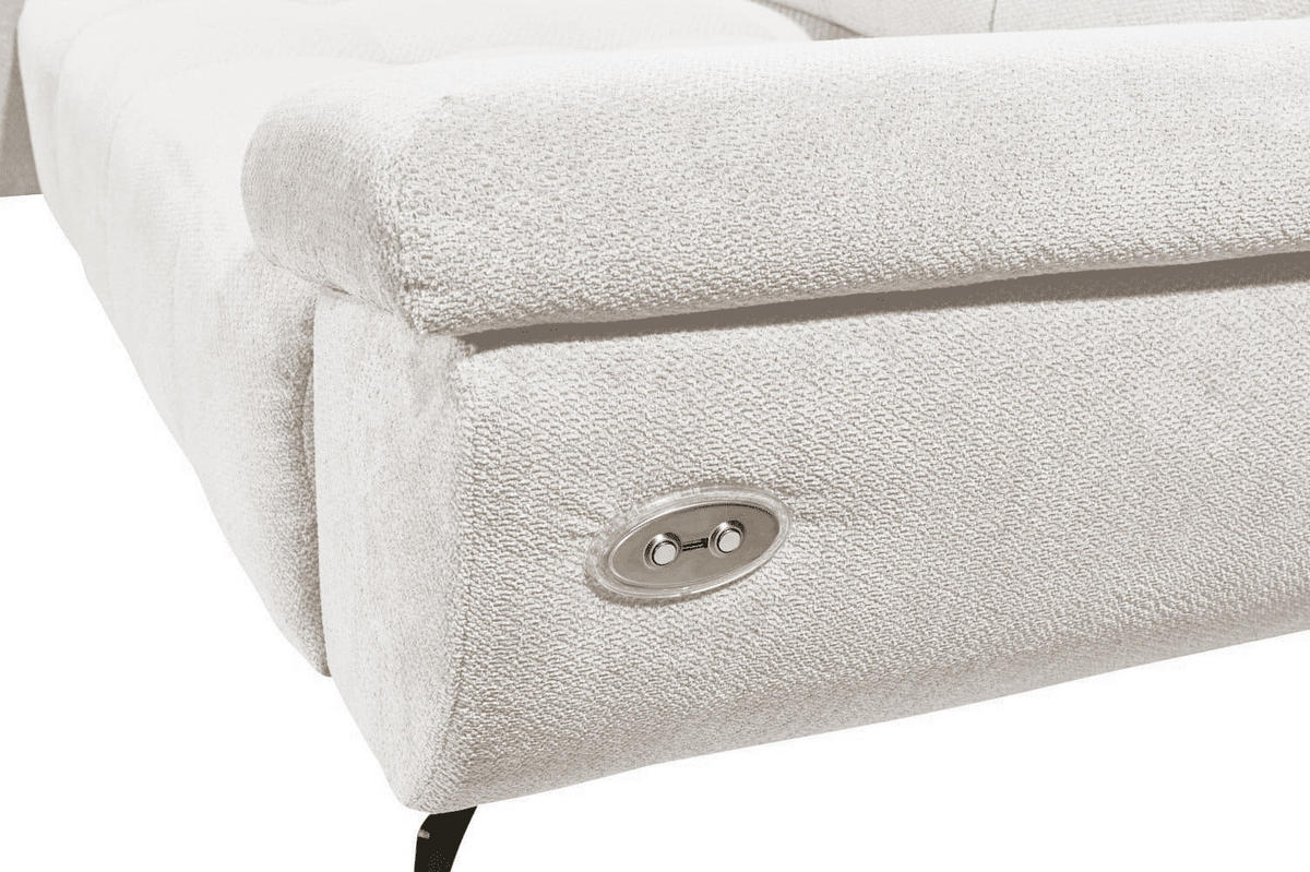 ECKSCHLAFSOFA mit Schlaffunktion & elektrischer Sitztiefenverstellung - Ecru/Beige, Holz/Holzwerkstoff (297/170cm) - ed exciting design
