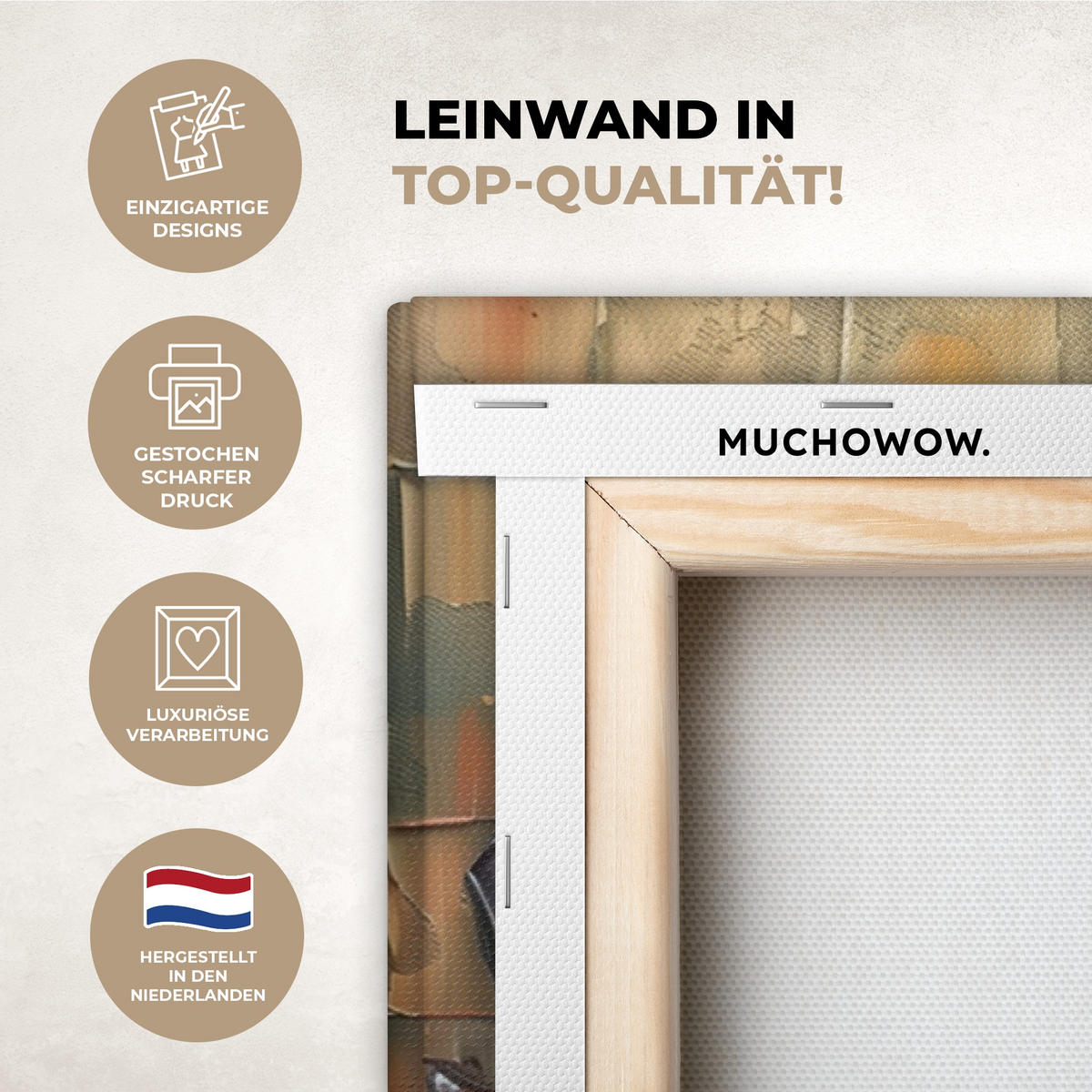 LEINWANDBILD Baum - Abstrakt - Natur - Kunst Wohnzimmer Groß 120x80 cm - Goldfarben, Textil (120/80cm) - MuchoWow