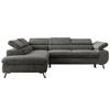 ECKSOFA PABLO L Grau Schenille grob gewebt - Links Seite - Schwarz/Grau, Textil/Metall (208/273cm) - MKS