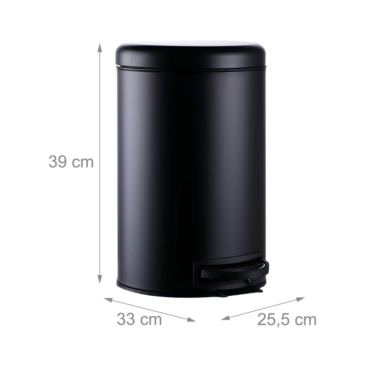 MÜLLEIMER - Schwarz, Kunststoff/Metall (25.5/39/33cm) - Relaxdays