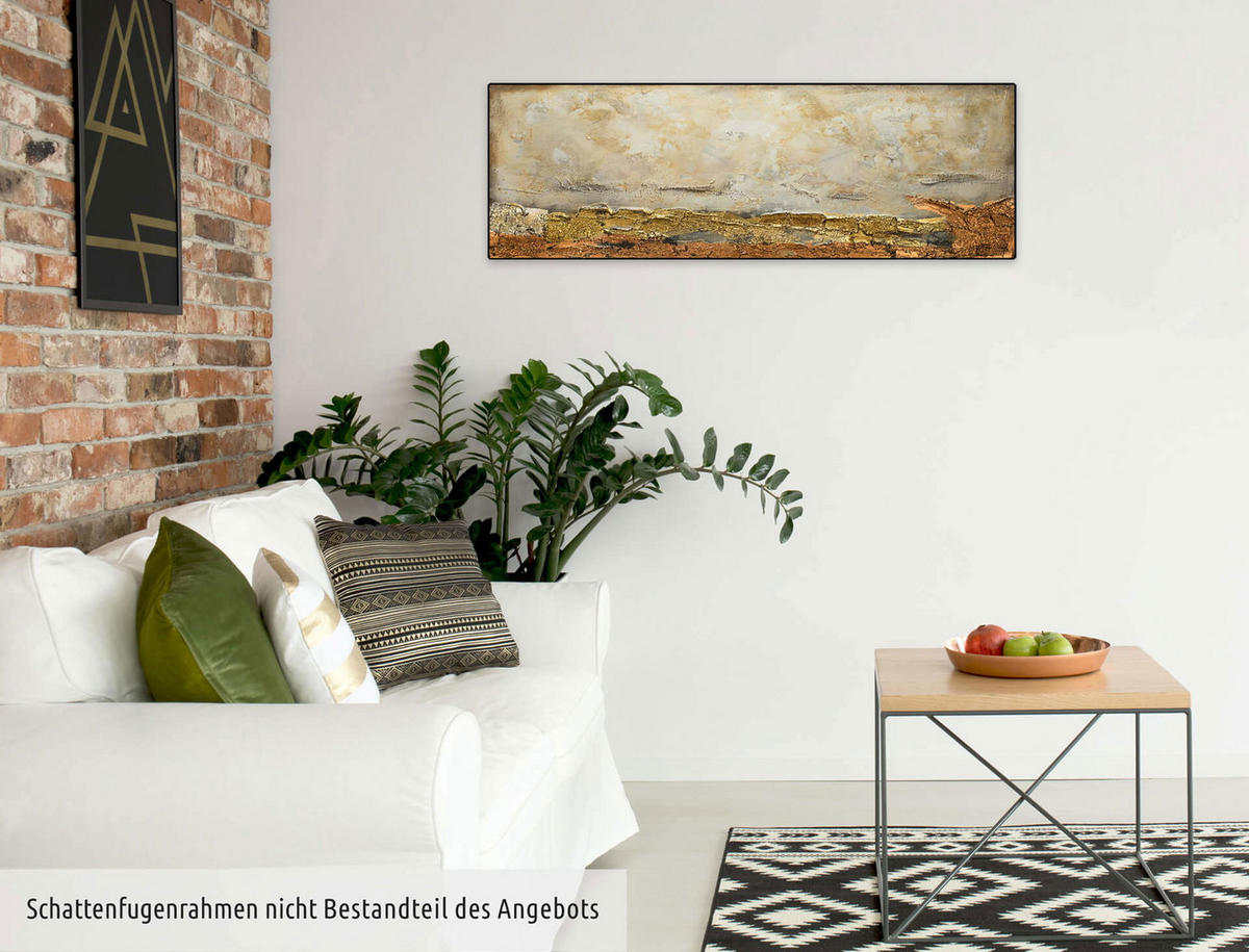 ACRYLBILD HANDGEMALT 120/40 cm - Weiß/Braun, Holz/Textil (1.76/40cm) - KUNSTLOFT