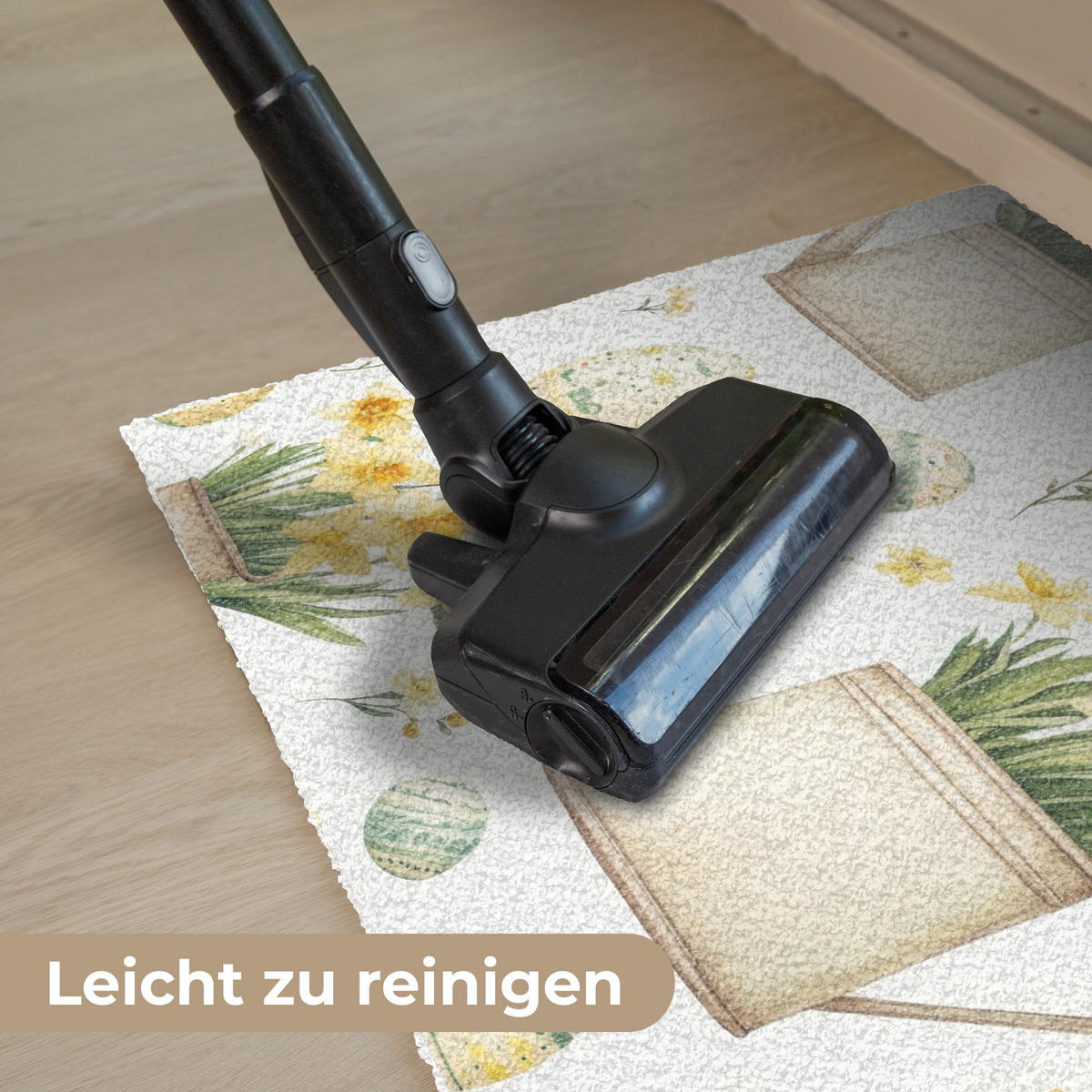 FUSSMATTE Gießkanne - Blumen - Eier 90x60 cm - Gelb/Weiß, Kunststoff (60/90cm) - MuchoWow