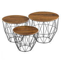 BEISTELLTISCH Padua 3er-Set - Alteiche, Metall (30/30/25cm) - [en.casa]