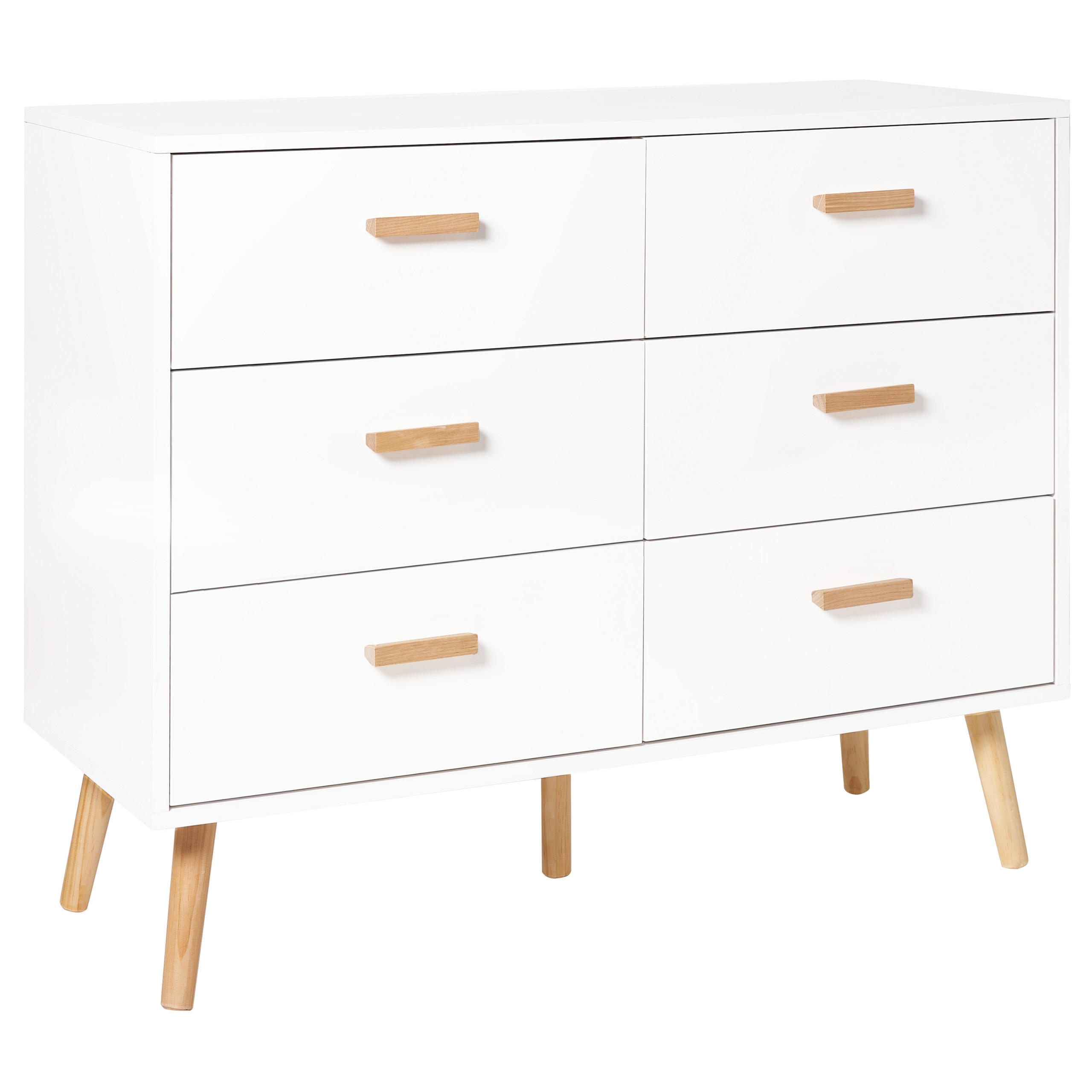 KOMODA s 6 zásuvkami Bílá Newark - bílá, kompozitní dřevo (100/80/39cm) - Beliani
