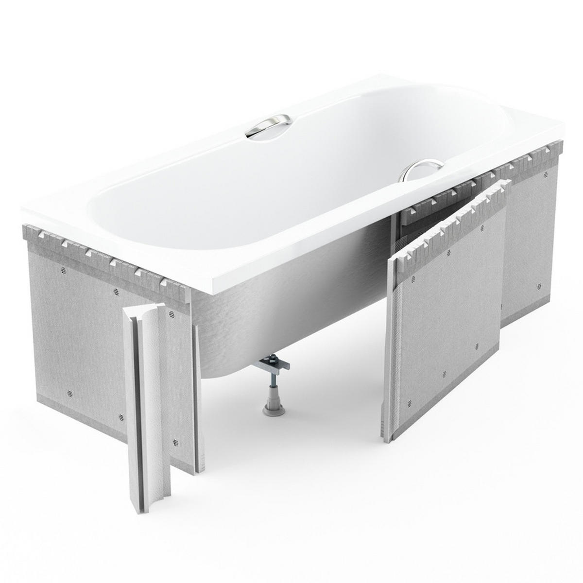 BADEWANNE Rechteck MODERN 120/70 + Styro + Kopfstütze Ablauf Füße - Weiß, Kunststoff (70/55.5/120cm) - bad land