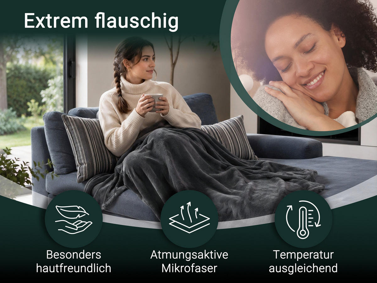 KUSCHELDECKE, 150x200 cm, 100% Polyester, Grau - Anthrazit, Textil (150/200cm) - Zollner