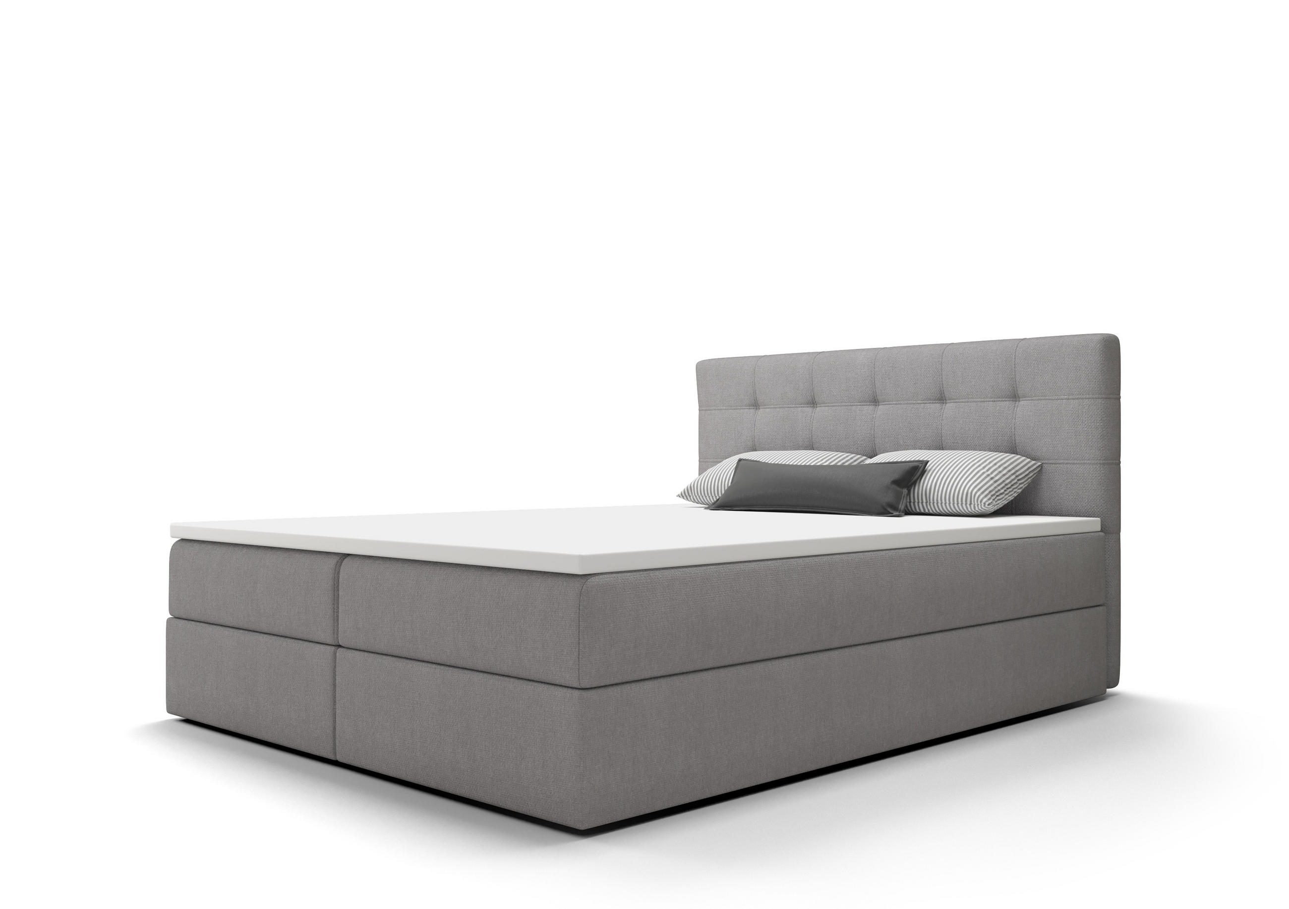 BOXBETT FADO 2 200x200, mit Matratze H3 und Topper, Cosmic 118 - Grau, Holz/Kunststoff (200/200cm) - Bedante