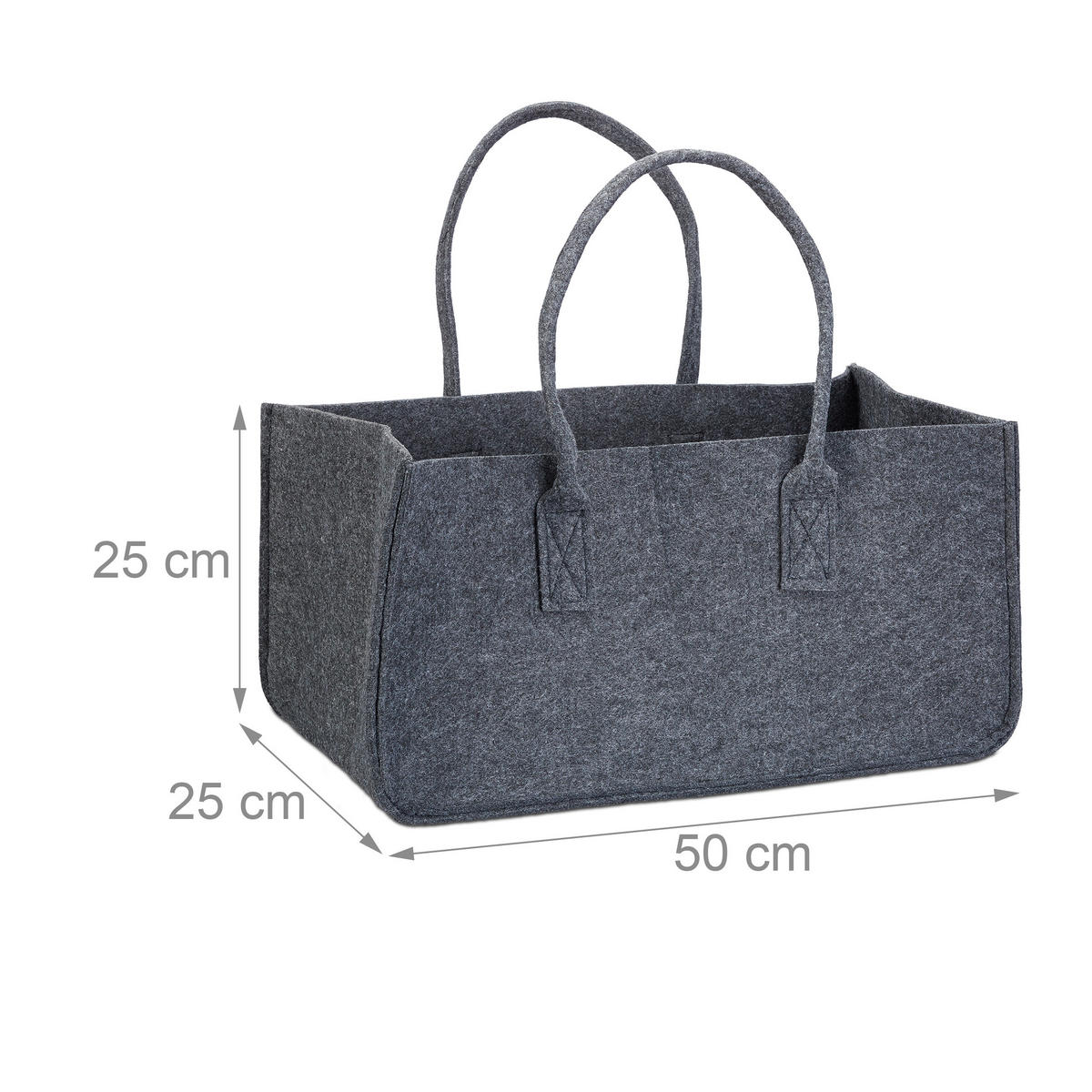 KAMINHOLZTASCHE - Anthrazit, Textil (25/25/50cm) - Relaxdays