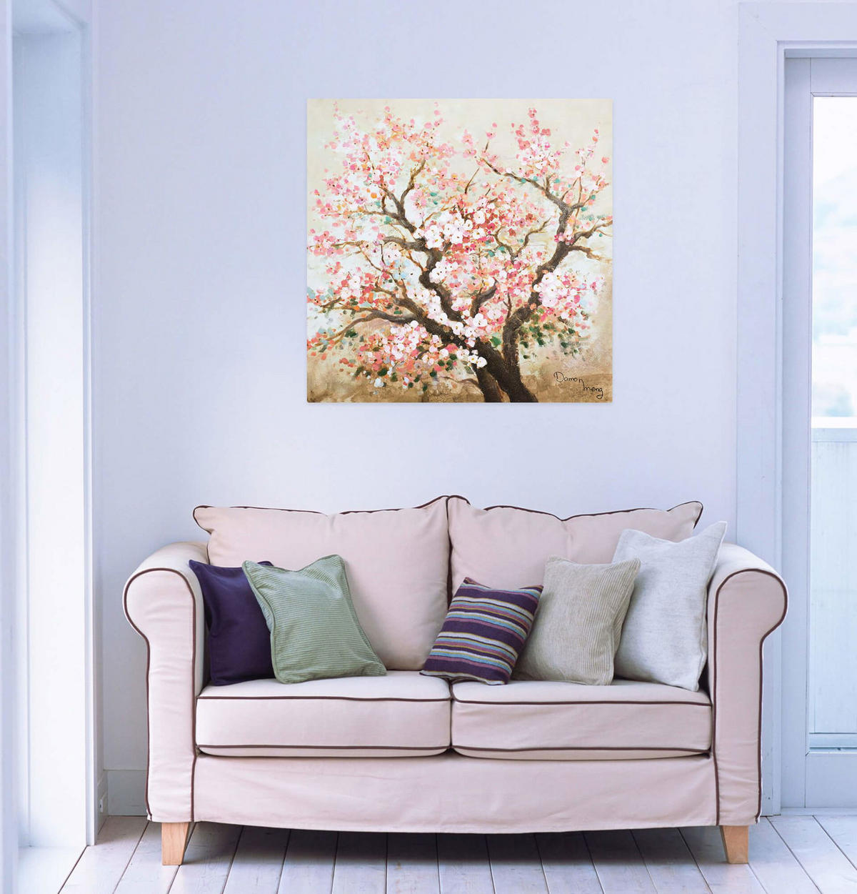 ACRYLBILD HANDGEMALT 80/80 cm - Pink/Braun, Holz/Textil (1.46/80cm) - KUNSTLOFT