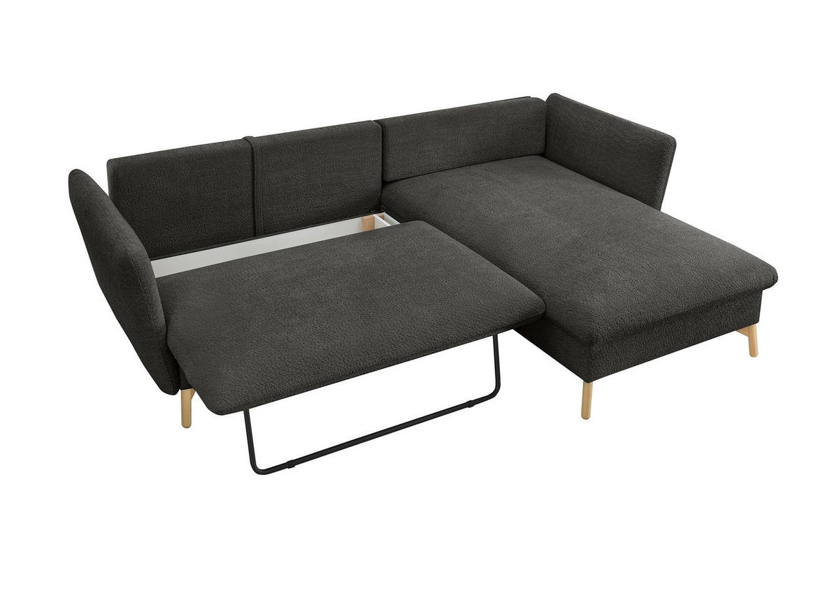 ECKSOFA S11 Ambriamo Anthrazit 258/91/167 cm Recamiere rechts - Anthrazit, Textil (258/167cm) - Livojo