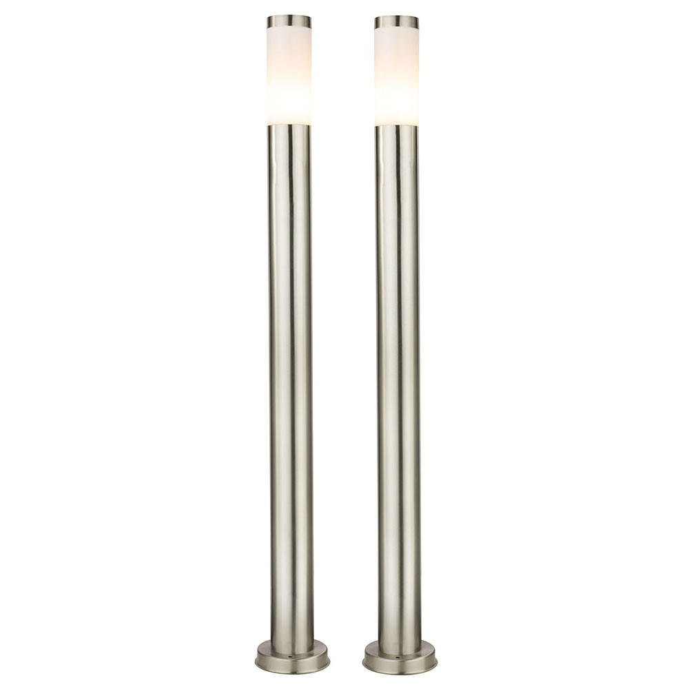LED AUSSENLEUCHTE Edelstahl Silber 2er Set - Silberfarben, Metall (7.5/7.5/110cm)