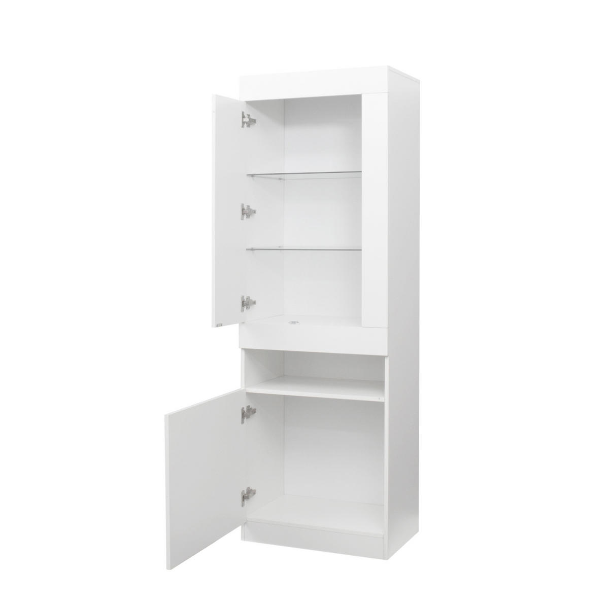 VITRINE 50/40/180 cm in Weiß mit LED-Beleuchtung und Hochglanzfront - Weiß, Holzwerkstoff (40/180/50cm) - Flora Grace