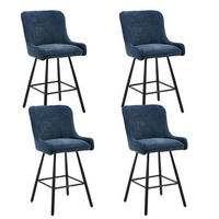 BARHOCKER 4er Set mit Rückenlehne Chenille Blau - Blau, Textil (50/97/48cm)