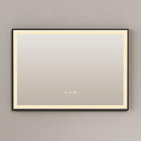 BADSPIEGEL mit Beleuchtung Schwarzer Rahmen 100/70 cm - Weiß, Glas (70/4/100cm) - EMKE