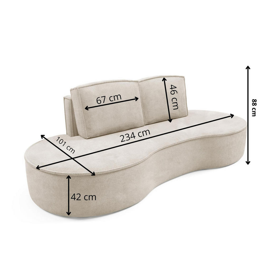 Thumbnail - Bettso Sofa, Dunkelgrün, Holzwerkstoff, 234x88x101 cm, Wohnzimmer, Sofas & Couches, Sofas