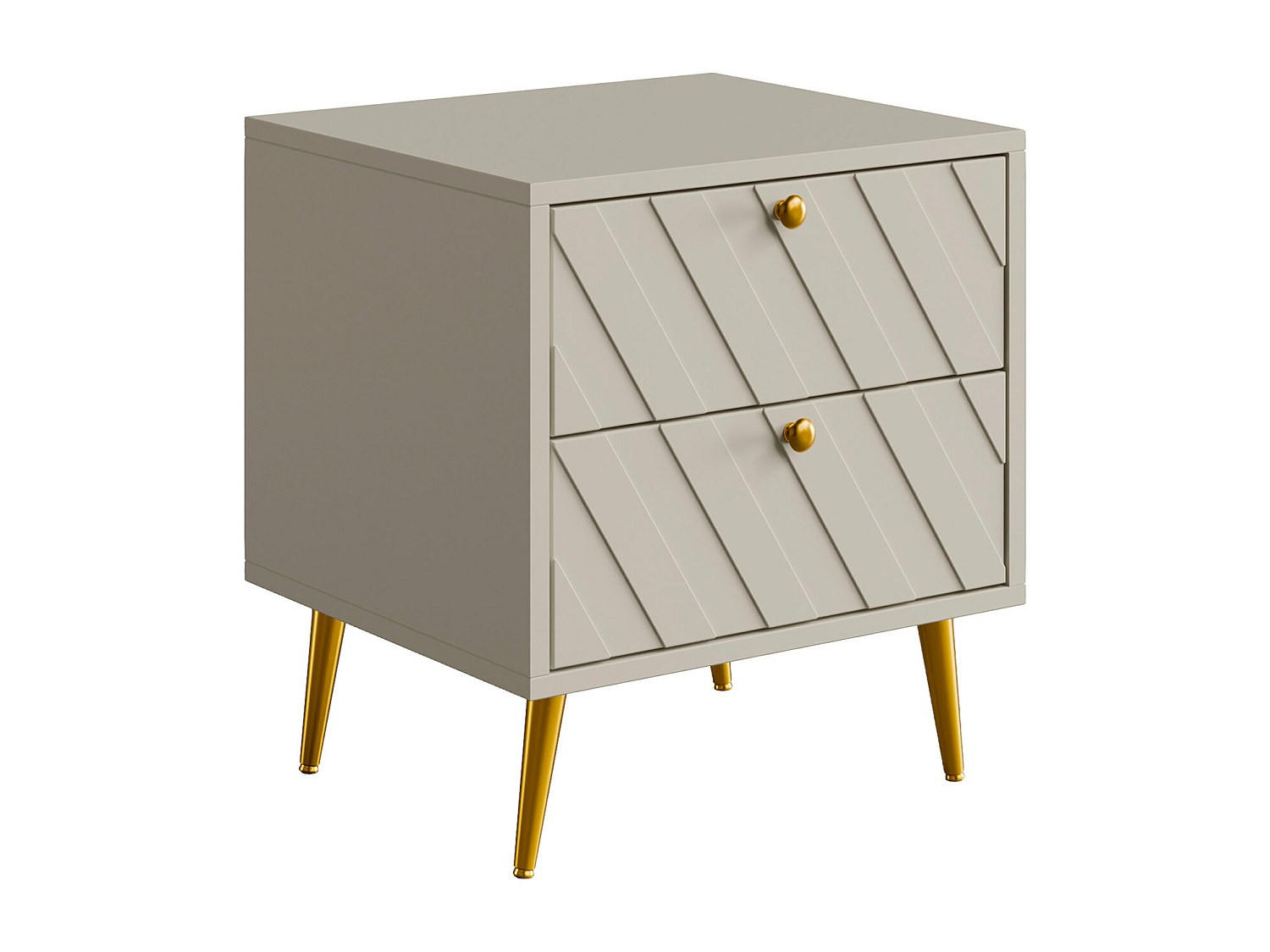 NACHTTISCH mit 2 Schubladen - Beige - TEODA - Beige, Holz (45/40/49.5cm) - Vente-Unique