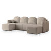WOHNLANDSCHAFT NUBERO Beige Boucle-Stoff mit Schlaffunktion - Beige, Holz (220/85/143cm) - MASSENO