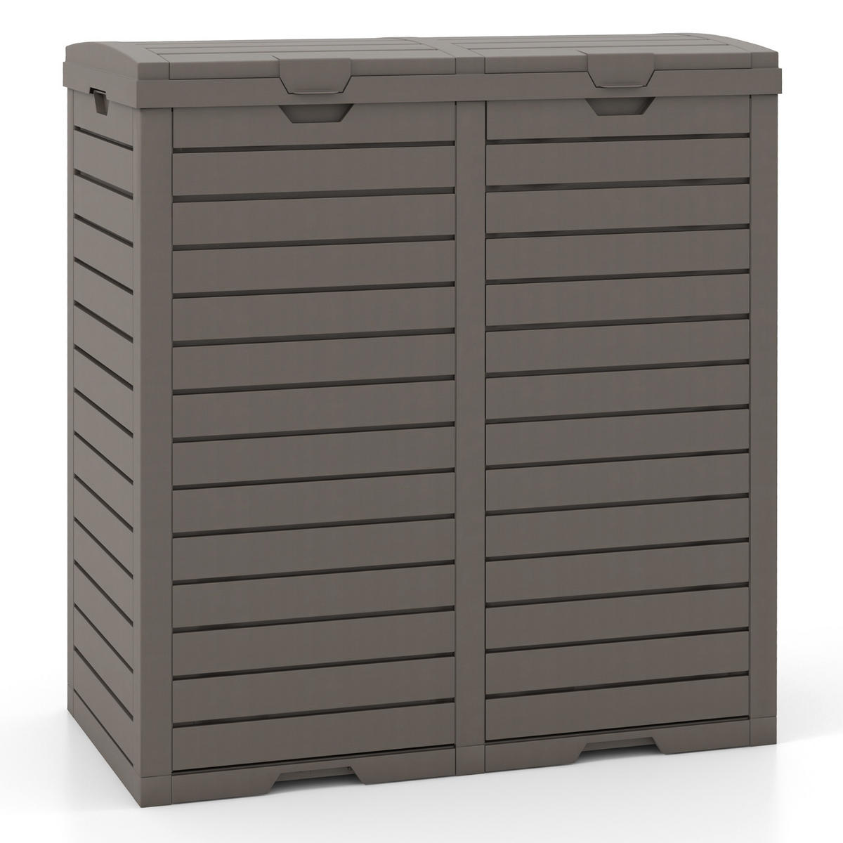 MÜLLEIMER 235 L mit Doppeldeckel braun - Braun, Kunststoff (77/86/40cm) - COSTWAY