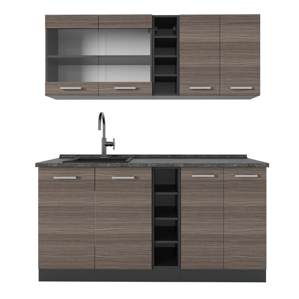 JEDNOTKOVÁ KUCHYNĚ R-Line Ušlechtilá šedá/antracitová - šedá/antracitová, kompozitní dřevo (160/81.6/60cm) - Vicco