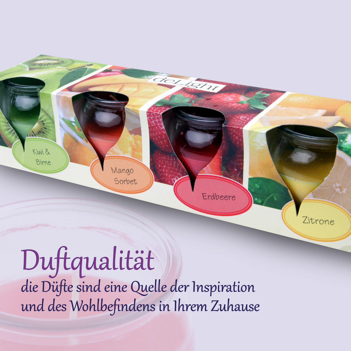 DUFTKERZEN "Selection" - 4 Kerzen im Mix Fruits - Limette/Multicolor, Naturmaterialien (5.8/6cm)