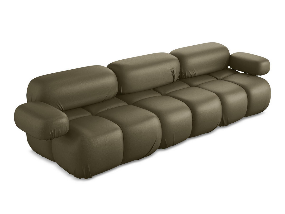 3-SITZER SOFA Kunstleder Grün - Schwarz/Olivgrün, Leder/Kunststoff (285/70/96cm) - Makamii