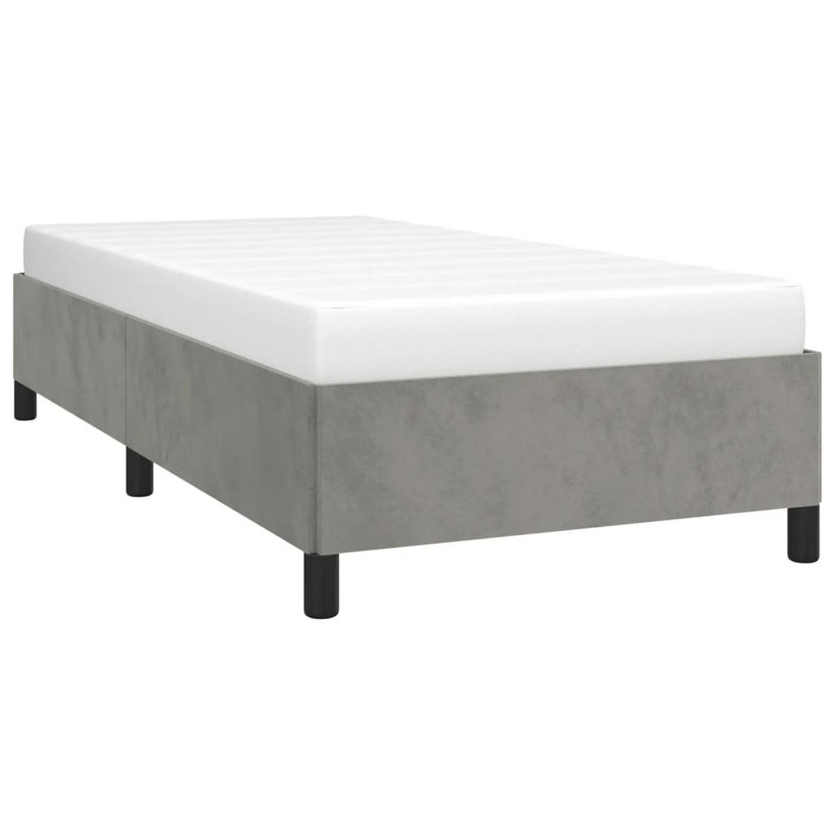 BETTGESTELL Ohne Matratze Hellgrau 90/200 Cm Samt - Grau, Textil (90/200cm) - vidaXL