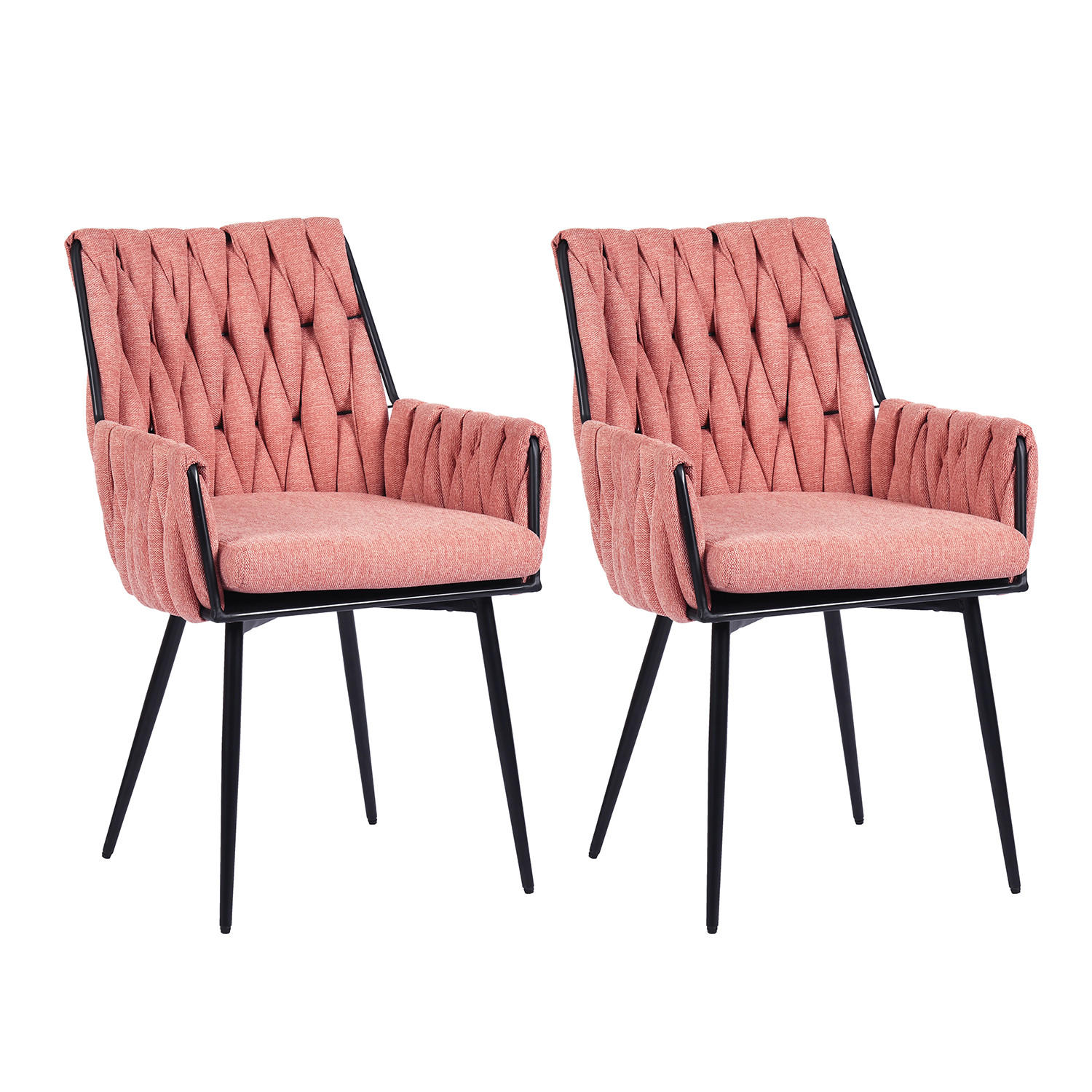 ESSZIMMERSTUHL Stoff rosa - Pink, Holzwerkstoff/Metall (53/83/47cm) - Urban Meuble