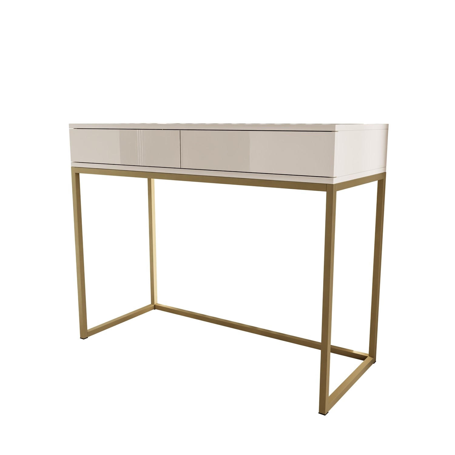 KONSOLE Glamour auf goldenem Gestell PUSH OPEN - Kaschmir/Goldfarben, Holzwerkstoff (100/81/42cm) - Lookway