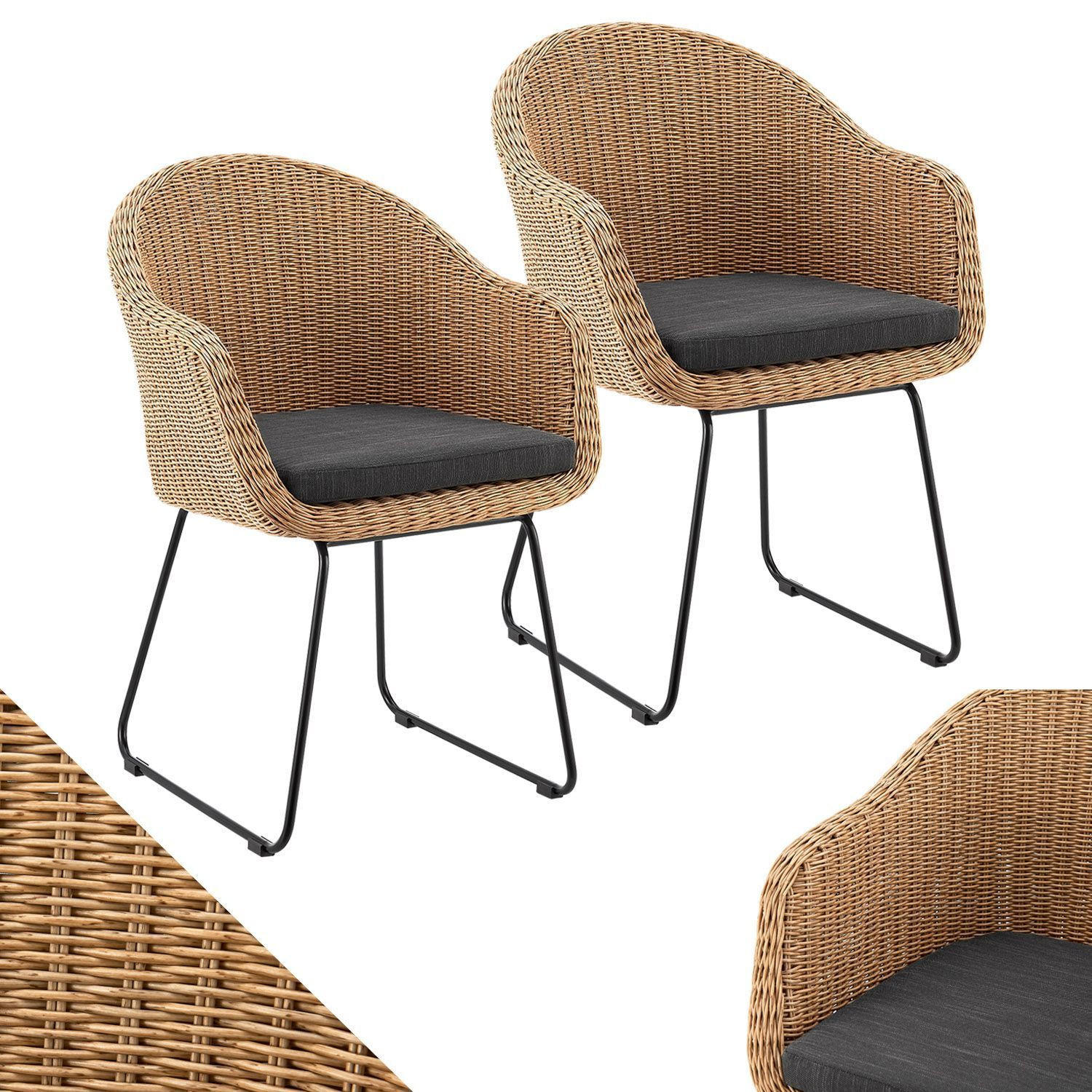 GARTENSTUHL Cody 6er-Set - Braun, Naturmaterialien (57/82/59cm) - Juskys