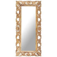 SPIEGEL Handgeschnitzt Braun 110x50 cm Massivholz Mango - Braun, Holz (50/2.5/110cm) - furnicato