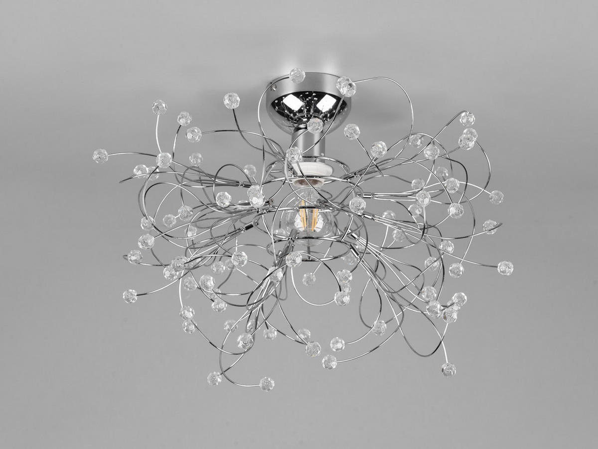 LED-DECKENLAMPE Ø52cm, Silber Kristall - Chromfarben/Transparent, Kunststoff/Metall (52/52/35cm) - meineWunschleuchte