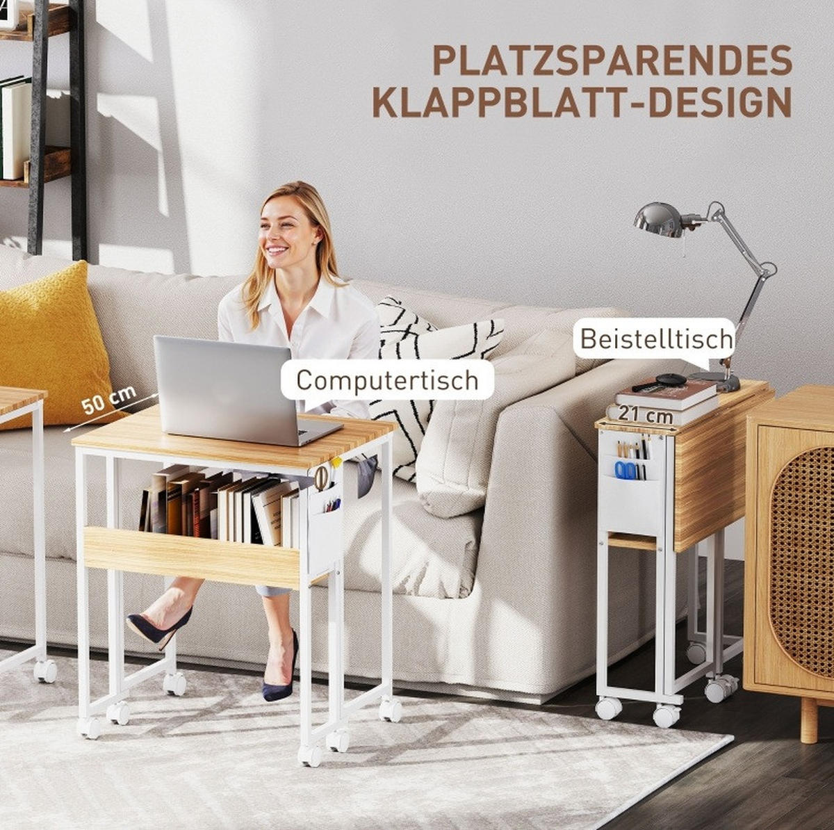SCHREIBTISCH klappbar 63 x 50 x 75 cm Holz Natural Wood - Birnbaumfarben, Holz (63/50/75cm) - Meubliv