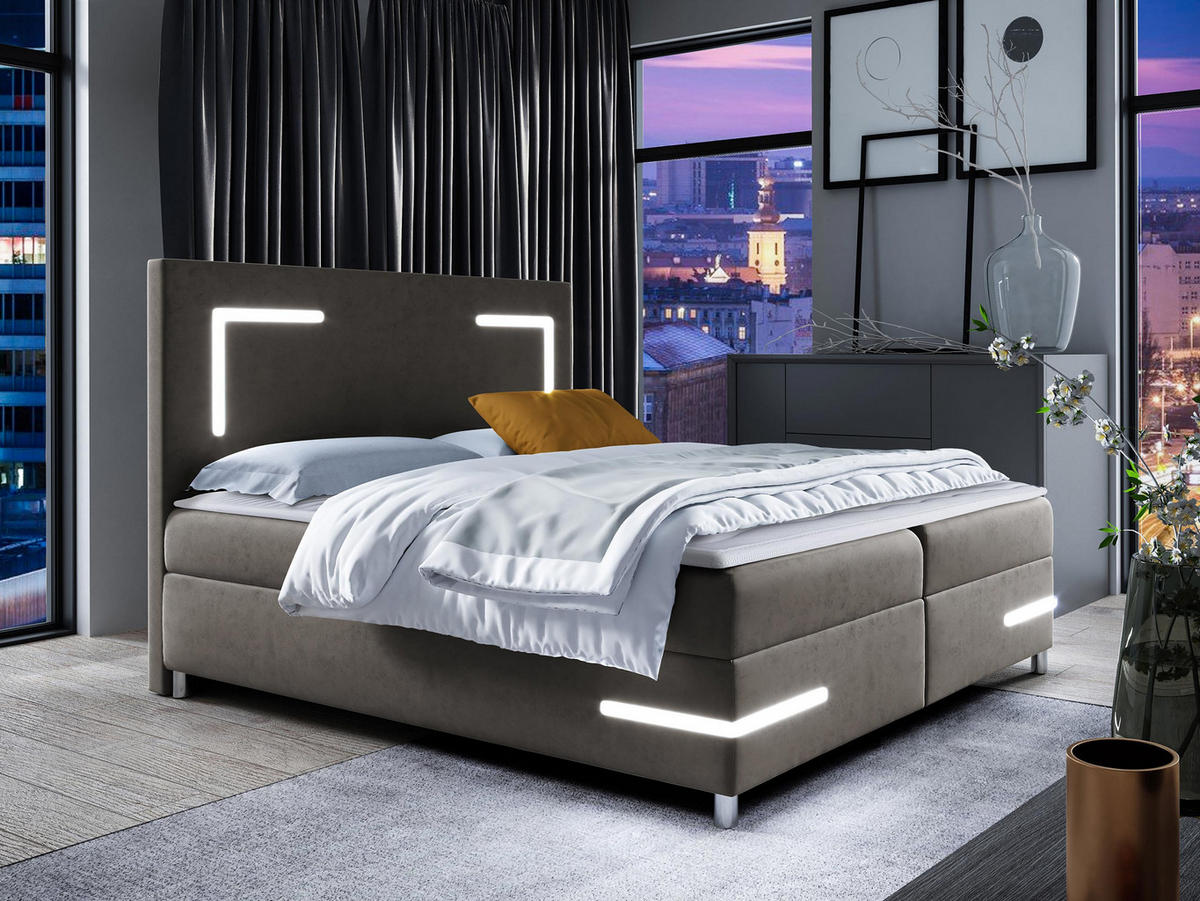 BOXBETT Delos LED - Dunkelgrau, Holz (180/200cm) - MIRJAN24