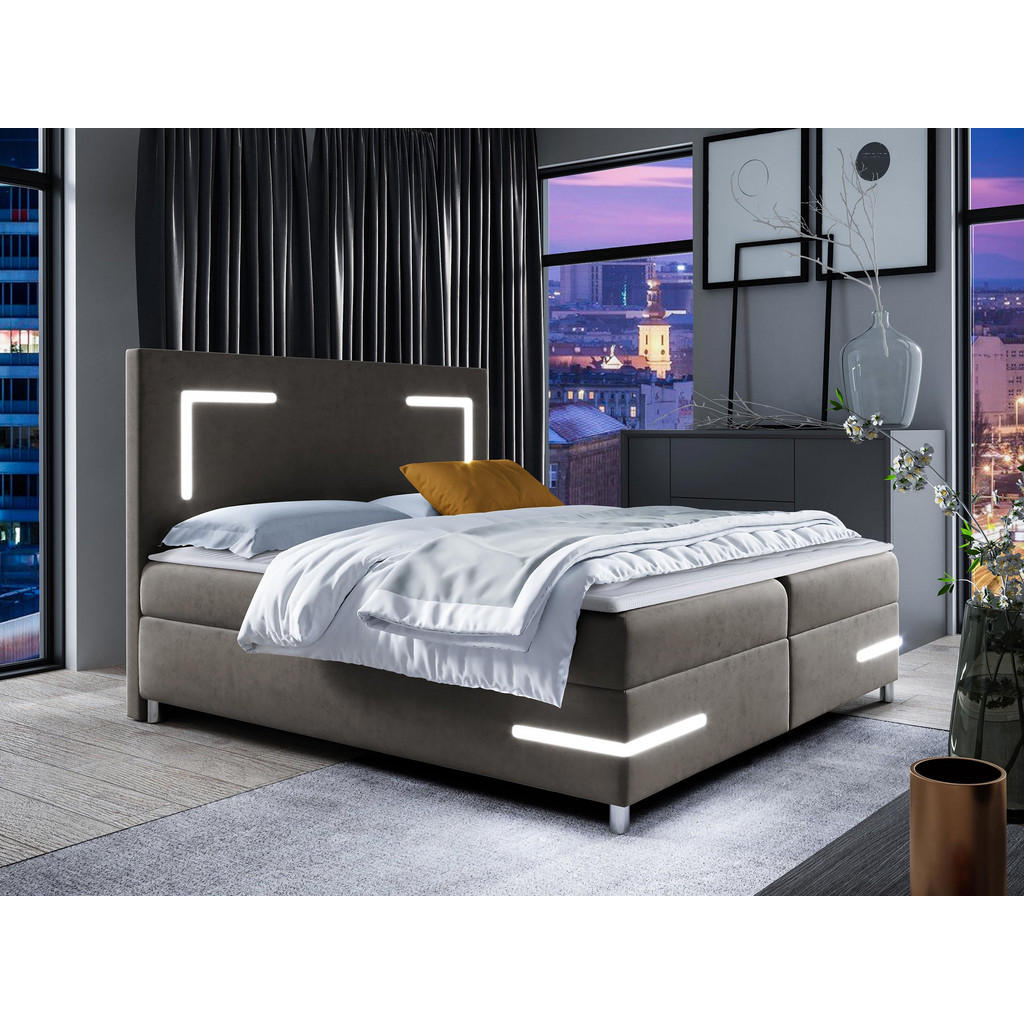Thumbnail - Mirjan24 Boxbett, Dunkelgrau, Holz, H3, 160x200 cm, Schlafzimmer, Betten, Boxspringbetten