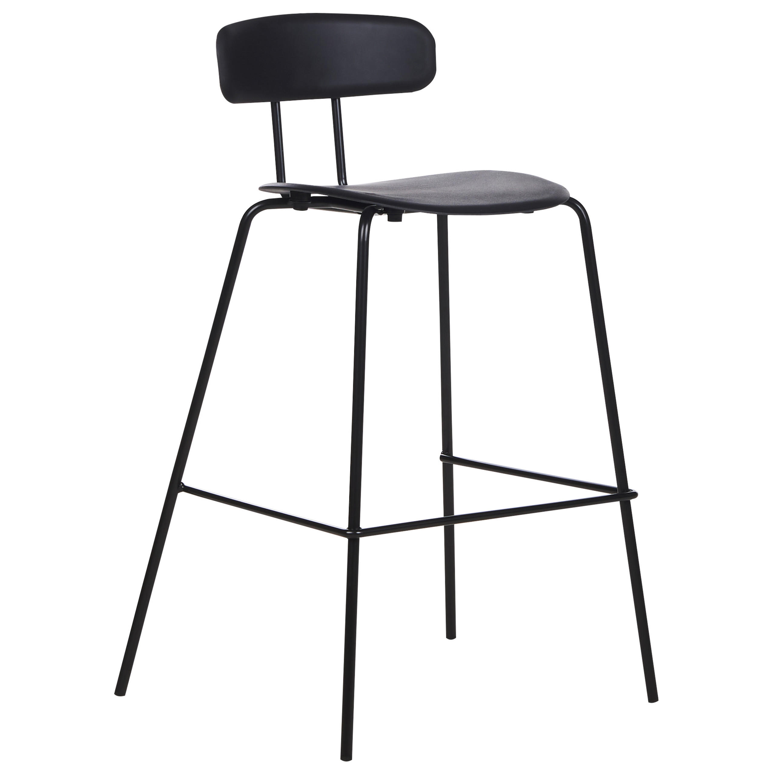 BARSTUHL 2er-Set Kunststoff/Metall schwarz Sibley - Schwarz, Kunststoff (53/95/52cm) - Beliani