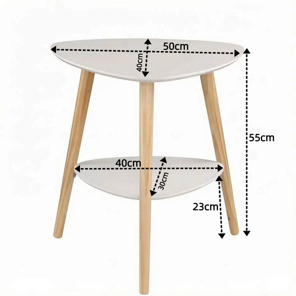 BEISTELLTISCH Weiß 40/50/55 cm - Weiß, Holz (50/40/55cm) - PANGIVO