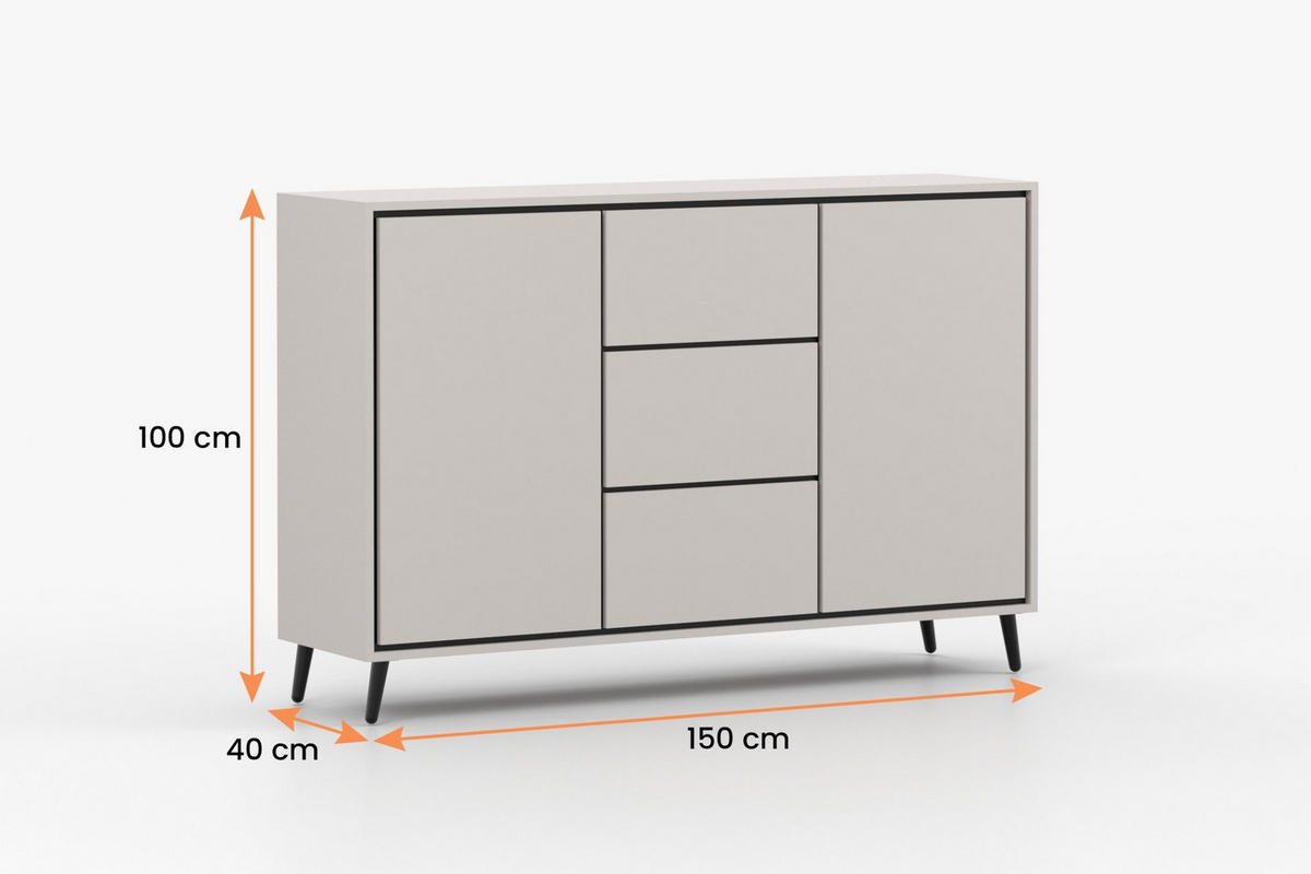 KOMMODE FRESSO 2D3S 150/100/40 cm in Kaschmir - Kaschmir, Holzwerkstoff (150/100/40cm) - Deine Möbel 24