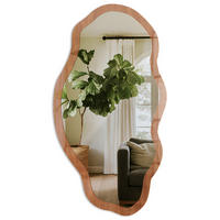 SPIEGEL 90x45 cm asymmetrisch mit Druck - Holznatur - Transparent, Glas (45/90/0.4cm) - TULUP