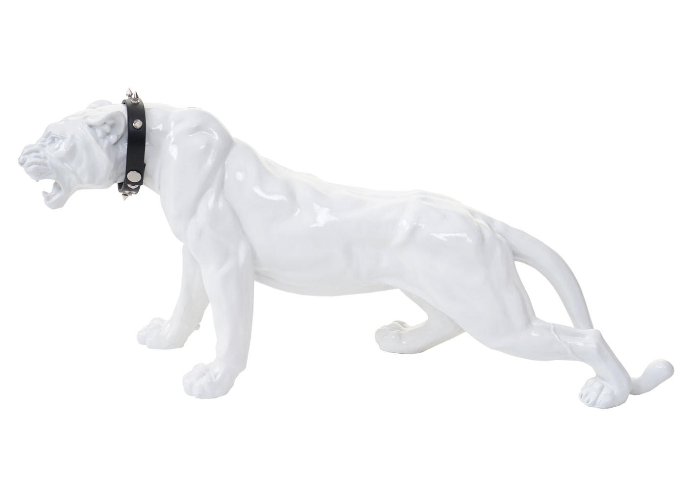 DEKO FIGUR PANTHER MIT HALSBAND Hochganz Reinweiß - Weiß Hochglanz, Stein (18/28/59cm) - MCW
