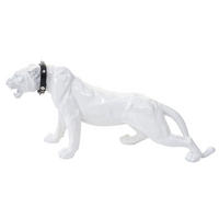 DEKO FIGUR PANTHER MIT HALSBAND Hochganz Reinweiß - Weiß Hochglanz, Stein (18/28/59cm) - MCW