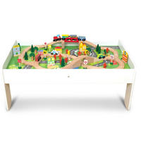 SPIELTISCH mit Holzeisenbahn 90-tlg. - Weiß, Holz (57/98cm) - Coemo