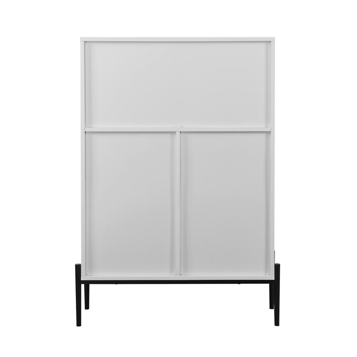 SIDEBOARD 85/40/120 cm in Weiß mit 3 Schubladen und Glastür - Weiß, Holzwerkstoff (85/120/40cm) - BEAOK