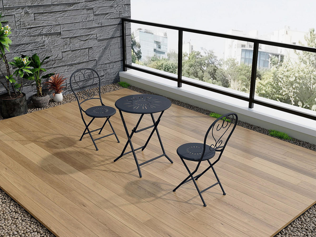 GARTENESSGRUPPE im Set - 2 -Sitzer - Stahl - anthrazitgrau - GUERMANTES - Anthrazit, Metall - Vente-Unique