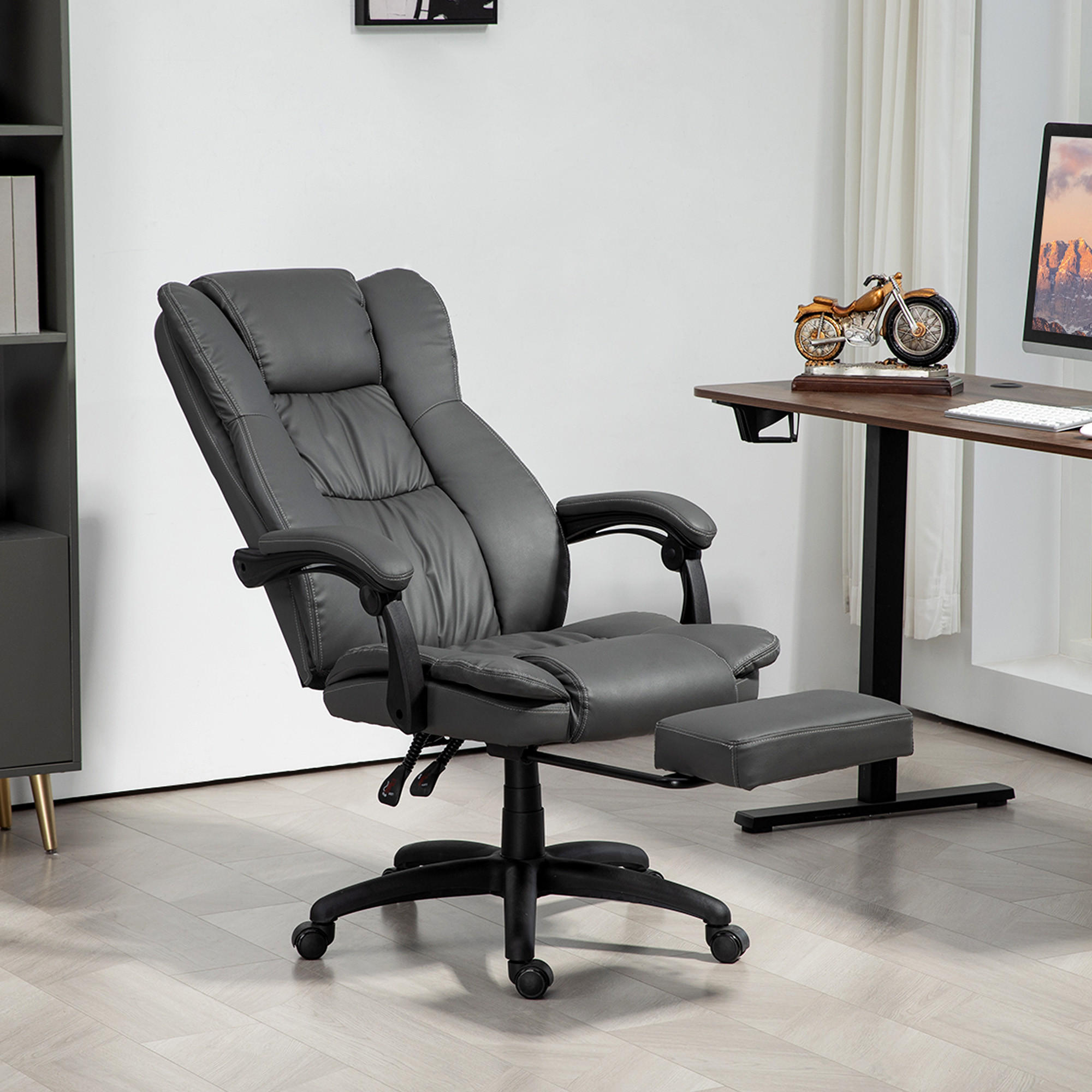 Thumbnail - Vinsetto Verstellbarer, Dunkelgrau, Kunststoff, 1-Sitzer, Füllung: Schaumstoff, 68.5x121x68.5 cm, Arbeitszimmer, Bürostü...