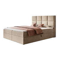 BOXBETT ROMA mit 2 Bettkästen, 180x200, Farbe: Sand, Velourstoff, Doppelbett mit Bonell-Matratze - Sahara, Holz/Kunststoff (180/200cm) - Alpi-Möbel