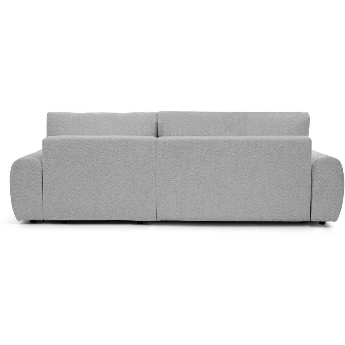 ECKSCHLAFSOFA Oliver im Bouclé-Gewebe, Hellgrau, rechts - Hellgrau/Schwarz, Textil (266/160cm) - Beautysofa
